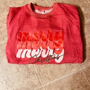 NWT, XMAS womens pull over sweatshirt. Retro lettering.